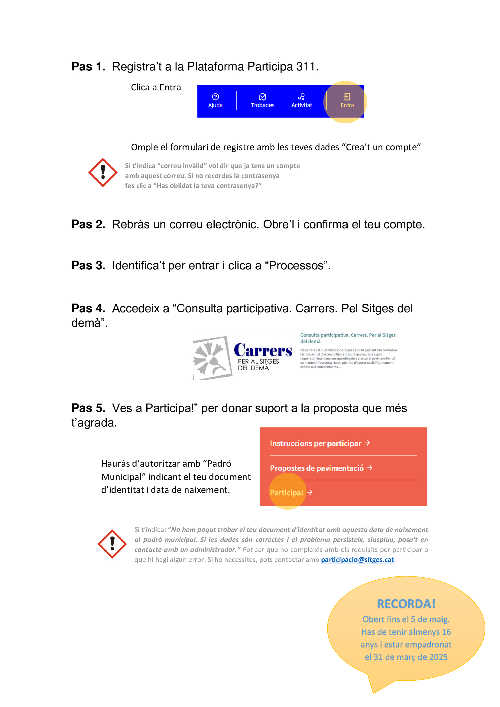 INSTRUCCIONS PER PARTICIPAR
